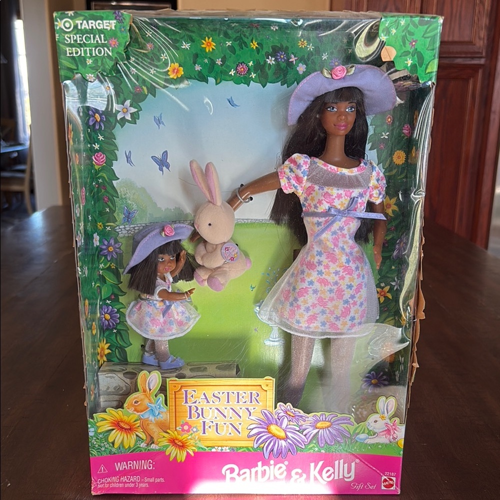 Barbie & Kelly Easter Bunny Fun Doll Set - Purple and Pink Limited Edition 1994